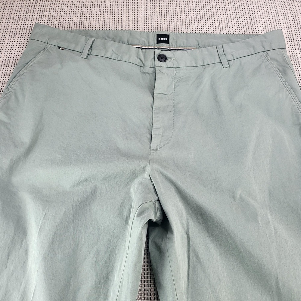 Hugo Boss Pants Mens 38x32 Green Kane Chino Regular Tapered Flat Front‎ Casual